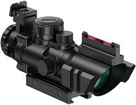 Feyachi R122 Rifle Scope 4x32 Red-Green-Blue Illuminated Rapid Range Reticle Scope with 2 Top Fiber Optic Sight with 4 Magnification and 20mm/22mm Picatinny Rail Mount for Hunting