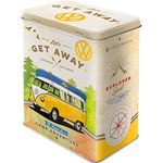 Nostalgic-Art Retro storage tin box L, 101.4 oz, VW Bulli – Let's Get Away – VW Bus Gift idea, large metal coffee, vintage design