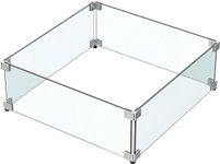 MESIDA 15"x15"x6" Fire Pit Glass Wind Guard, Tempered Glass Firepit Table Shield, Thick and Sturdy, with Hard Aluminum Corner Bracket