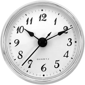 PATIKIL 2.8" 70mm Quartz Clock Insert, Round Quartz Movement Miniature Clock Mini Arabic Numeral Clock Fit 61mm/2.4" Diameter Hole for Replacement Home, Silver Tone/White, Style 12