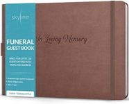 Skyline Funeral Guest Book for Memorial & Funeral Services – In Loving Memory Guest Sign In Book for Funerals – 738 Guest Entries with Name & Address, 129 Pages, Hardcover, 10x7″ (Dark Terracotta)