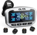 GUTA RV Tire Pressure Monitoring System, Trailer TPMS, 4 Sensors, 6 Alert Modes, Long Range Signal, CLA Charging & 2 USB-A Outputs, Adjustable LCD Display, Ideal for RV Truck Trailer Camper (0-188psi)