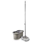 Tower T869001MSH Classic Spin Mop with Stainless Steel Wringer and Collapsible Handle, Latte