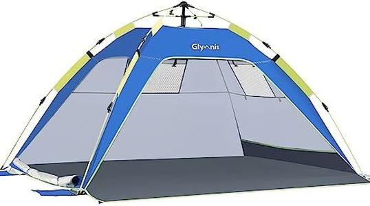 Glymnis Pop Up Beach Tent Sun Shade Shelter for 4 Person with UPF 50+ Easy Setup, 3 Ventilation Windows, Extended Floor Family Instant Beach Tent