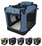 EliteField 3-Door Folding Soft Dog Crate, Indoor & Outdoor Pet Home, Multiple Sizes and Colors Available (36" L x 24" W x 28" H, Blue Gray)