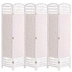 INMOZATA 6 Panel Room Dividers Hand Made Wicker Room Divider Folding Screens and Room Dividers Free Standing Partition Privacy Screen for Bedroom Living Room