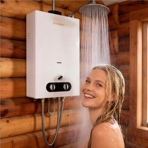 SANAUGAS Portable Propane Water Heater, 10L 2.64GPM Tankless Camping Water Heater with Triple Protection On Demand Hot Water Heater for Camping, Outdoor Shower,RV Trip