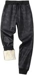 Gihuo Men's Winter Fleece Pants Sherpa Lined Sweatpants Active Running Camo Print Jogger Pants(BlackCamo-M)