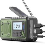 Crank Emergency Radio 5000mAh, Weather Radio, Solar Radios Battery Operated, NOAA/AM/FM Weather Alert Radios with Power Bank Phone Charger, SOS Alarm, Flashlight & Reading Lamp Indoor Outdoor