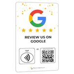 Social Review Tap Card | Review QR Code | Contactless Review Card | NFC Tap Card | Unlimited Use NFC Cards (1-Google Card)