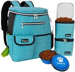 PetAmi Dog Travel Bag Backpack | Backpack Organizer with Poop Bag Dispenser, Pockets, Food Container Bag, Collapsible Bowl | Weekend Pet Travel Set for Hiking Overnight Camping Road Trip (Turquoise)