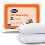 Silentnight Warm and Cosy Luxury Hypoallergenic Hotel Pair with Microfibre Filling Machine Washable Thick Pillows Polyester Cover, White, Pillow Pair