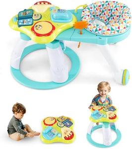 INFANS 3 in 1 Walk Around Baby Activity Center, Baby Walker with Play Table, Wheels, Detachable Seat Cushion, 3 Adjustable Heights, Learning Toys for Boys Girls Aged 6-36 Months (Green)