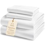 100% Egyptian Cotton Bed Sheets - 1000 Thread Count 4-Piece White King Sheets Set, Long Staple Cotton Bedding Sheets, Sateen Weave, Luxury Hotel Sheets, 16" Deep Pocket (Fits Upto 17" Mattress)