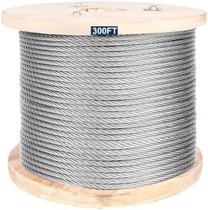 1/4" Stainless Steel Cable, 300 ft, 7X 19 Strands Wire Rope, 6400lbs Breaking Strength, Steel Aircraft Cable for Yard Zipline, Deck Railing, Boat Lifts, Dog Run, Straightening Trees