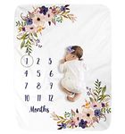 Baby Monthly Milestone Blankets Soft Floral Memory Blankets Girls Boys Cute Photo Background Blankets Baby Stuff Shower Gifts Purple