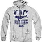 Popfunk Classic Jaws Shark Movie Poster & Quint Pullover Hoodie Sweatshirt & Stickers, Quint, Gray, Large