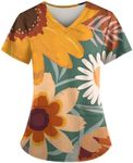 Printed Plus Size Scrub Pants and T
