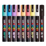Posca PC-5M Medium Tip Acrylic Paint Marker Pens, 9 Pale Colours, For All Surfaces (Pack of 9 Pens)