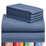 LuxClub 6 PC Full Sheet Set, Breathable Luxury Bed Sheets, Deep Pockets 18" Wrinkle Free Cooling Bed Sheets Machine Washable Hotel Bedding Silky Soft - Oxford Full