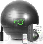 Exercise Ball -Professional Grade Exercise Equipment Anti Burst Tested with Hand Pump- Supports 2200lbs- Includes Workout Guide Access- 55cm/65cm/75cm/85cm Balance Balls (Dark Grey, 55 cm)