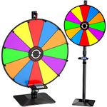 KOOV 24 Inch Prize Wheel, 12 Slots Color Spinning Prize Wheel for Tabletop or Floor, Spinning Wheels Dry Erase with Tray, Markers, Eraser, Roulette Wheel of Fortune, Spinning Wheel for Prizes Carnival