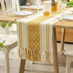 Slazie Premium Boho Cotton Table Runner for 4 6 Seater Dining Table |Center Table |Coffee Table|Dining Table|Eating Area|Table Decor(14*72 INCHES)|Modern|Luxury|SZTR 008