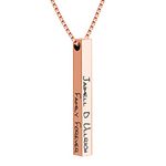 Dreamdecor Vertical Custom 3D Bar Necklace Personalized Engraved Message Pendant Necklace for Mother