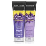 John Frieda Violet Crush for Blondes, Brass Fighting Duo, Daily Purple Shampoo + Conditioner Set, with crushed violet pigments for Brass Toning of natural, colour-treated, and platinum blonde hair, 2ct