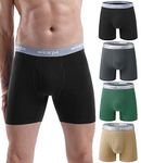 wirarpa Men's Underwear Trunks Cotton Stretch Boxer Shorts Regular Leg Open Fly Tagless Underpants for Men 4 Pack Multicoloured Size L