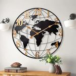 KEQAM Large World Map Wall Clock, M