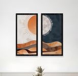 NoWorries Minimal Wall Frames for Living Room/Wall paintings for Home & Office decor (Synthietic Wood Frame) Modern Wall art framed Painting for Home decoration (Set of 2) (SET2-11, 10x19 inches)