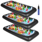 Leitee 3 Pcs Inflatable Serving Bar/Ice Buffet Serving Tray Drink Cooler with Drain Plug Inflatable Cooler for Parties Food Drink Holder Cooler Containers with a Hand Pump (Black)