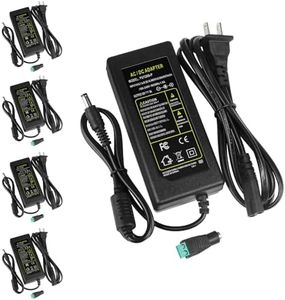 12V LED Strip Power Supply, 5A 60W Power Adapter, 12V Power Supply for LED Strip Lights Security Camera DVD Player, AC 100-240V to DC 12V Transformer, US Plug (5 Pack)
