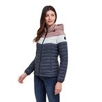 TOG24 Garriston Womens Lightweight, Supersoft Quilted Colourblock Puffer Jacket for Winter with Fixed Hood and Eco-friendly Thermal Filling (14, Washed Blue/Pink)