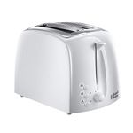 Russell Hobbs Textures 2 Slice Toaster (Extra Wide Slots, 6 Browning levels, Frozen, cancel & reheat function with indicator lights, Removable crumb tray, 850W, White matt & high gloss finish) 21640