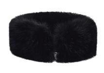 Luxury Faux Fur Headband For Women, Fancy Winter Ear Warmer, Hot Style Soft & Cosy Earmuff Skiing Cap Fluffy Stretch Elastic Fuzzy Fur Hat For Ladies, Girls, Black