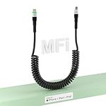 [MFi Certified] Coiled USB C to Lightning Cable for Apple CarPlay, Short USB-C iPhone Charger Cord PD 27W Fast Charging with Data Transfer & LED, Black