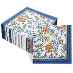 Jutom 100 Pcs Blue Floral Cocktail Napkins Disposable Floral Napkins Decorative Paper Napkins for Decoupage for Bathroom Wedding Birthday Bridal Baby Shower Dinner Tea Party, 10 x 10 Inches