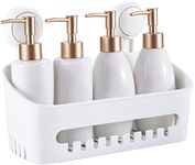 MASS DYNAMIC Shower Caddy Suction Mounted, No Drilling Bathroom Shelf Organiser Waterproof, Removable & Reusable Shower Basket Storage Organizer for Shampoo Conditioner Razors Soap – White