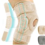 Vive Hinged Knee Brace - Open Patella Support Wrap for Women, Men - Compression for ACL, MCL, Torn Meniscus Ligament and Tendonitis - for Running, Athletic Tear and Arthritis Joint (Beige)
