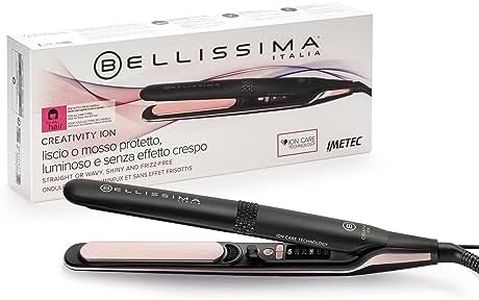 Bellissima Imetec Creativity Ion, Piastra per Capelli Lisci o Mossi, Ionizzatore, Rivestimento Ceramica Diamond e Cheratina, 5 Temperature 150/230°C con Funzione Memory e Thermo Control