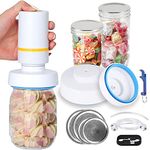 Electric Mason Jar Vacuum Sealer Food Vacuum Saver Can Sealer Jar Seal Pump Kit Accessories Hose for Wide and Regular Mouth Mason Jars Compatible with FoodSaver Vacuum Canning Sealer Machine Attachment Jars Sealing Hood for Food Storage