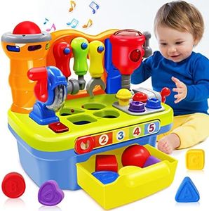 SYAOMUNLY Baby Toys for 1 Year Old Boy Girl Musical Learning Workbench for 1 2 Year Old Boy Birthday Gift Early Educational Sound Shape Toddler Toys Age 1-2 Tool Set for Kids 12-18 Months