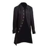 BLESSUME Victorian Renaissance Coat Men's Steampunk Jacket (Black 1, XL)