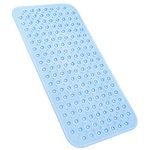 YINENN Bath Tub Shower Mat 31x15.5 Inch Non-Slip and Latex Free,Bathtub Mat with Suction Cups,Machine Washable Bathroom Mats with Drain Holes(Blue)