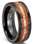 Metal Masters Co. Mens Deer Antler Whiskey Barrel Tungsten Carbide Ring Hammered Wedding Band 8MM