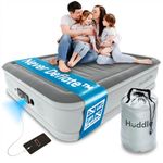 Huddle NEVER DEFLATE™ Luxury King Air Bed, Good Housekeeping 2025 Air Mattress Winner, Dual Pump SlumberGuard™ Tech, Adjustable Firmness, Built-in Pump & USB Nightlight