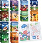 BenLouis 24 Pcs Sports Mini Coloring Books Football Basketball Soccer Baseball Birthday Party Favors Activity Books Bulk for Kids Boys Sports Themed Party Classroom Gifts Exchange Rewards Supplies