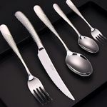 DAFFODILY Luxury Cutlery Set 20 Piece 18/10 Stainless Steel Cutlery Set for 4 with 2-in-1 Steak Knives, Dishwasher Safe, Mirror Finished, Elegant Gift Box Included.